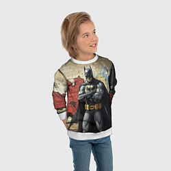 Свитшот детский Бэтмен на фоне стены, цвет: 3D-белый — фото 2