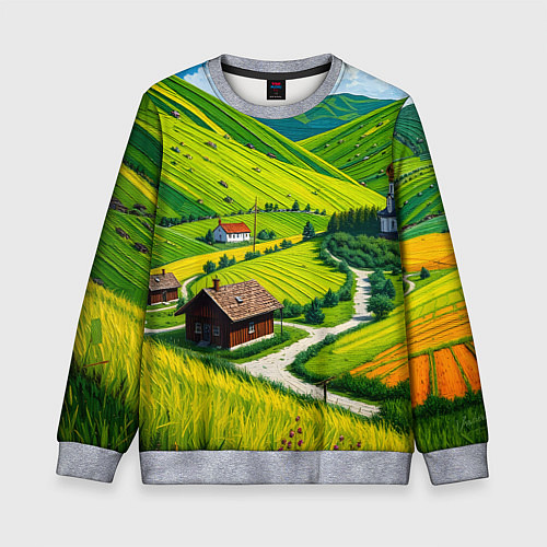 Детский свитшот Русская душа и поле / 3D-Меланж – фото 1