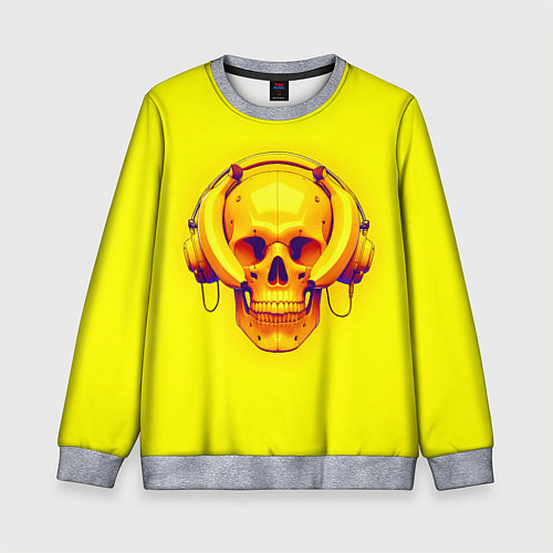 Детский свитшот Yellow bananas skull - cyberpunk / 3D-Меланж – фото 1