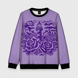 Свитшот детский Маяк с розами и корабли, цвет: 3D-черный