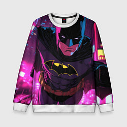 Свитшот детский Бэтмен в фиолетовом свете, цвет: 3D-белый