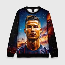Свитшот детский Криштиану Роналду в космосе, цвет: 3D-черный