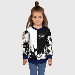 Свитшот детский Nasa черно белый огонь, цвет: 3D-синий — фото 2