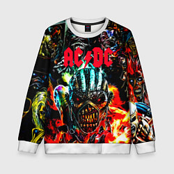 Свитшот детский ACDC рок монстры, цвет: 3D-белый