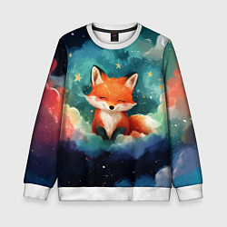 Свитшот детский Лисенок на облаках, цвет: 3D-белый