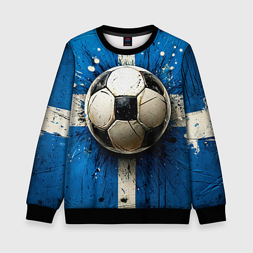 Детский свитшот Футбольный мяч на синем / 3D-Черный – фото 1