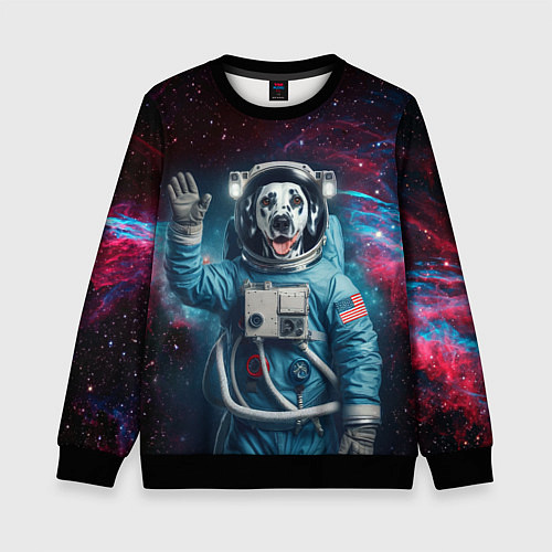 Детский свитшот Далматинец бравый космонавт - нейроарт / 3D-Черный – фото 1