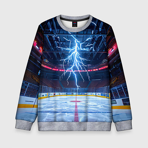 Детский свитшот Удар молнии в хоккейную площадку / 3D-Меланж – фото 1