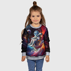Свитшот детский Космонавт далматинец в неоновой галактике, цвет: 3D-меланж — фото 2