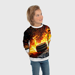 Свитшот детский Шайба в огне, цвет: 3D-белый — фото 2