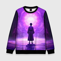 Свитшот детский Айкидоист на фиолетовом, цвет: 3D-черный