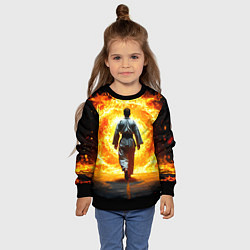 Свитшот детский Айкидоист и огненный вихрь, цвет: 3D-черный — фото 2