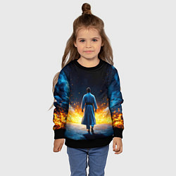 Свитшот детский Айкидоист в огне и синий дым, цвет: 3D-черный — фото 2
