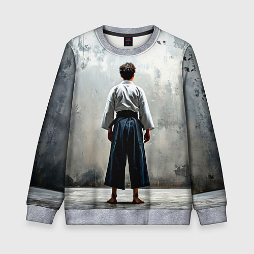 Детский свитшот Боец айкидо на сером / 3D-Меланж – фото 1