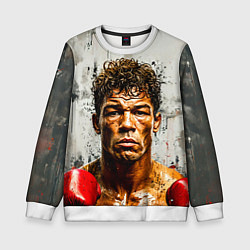 Свитшот детский Артуро Гатти на сером, цвет: 3D-белый