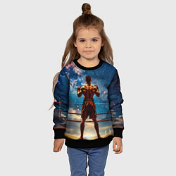 Свитшот детский Тайский боксер в космосе, цвет: 3D-черный — фото 2