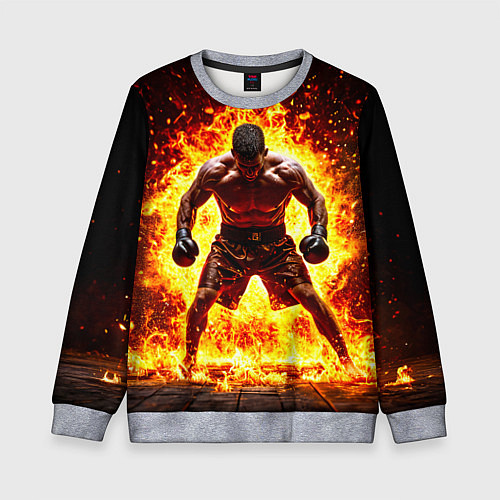 Детский свитшот Боксер в огне / 3D-Меланж – фото 1