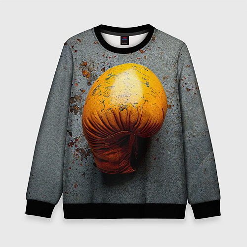 Детский свитшот Желтая боксерская перчатка / 3D-Черный – фото 1