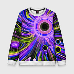 Свитшот детский Абстрактный неоновый космос - чёрная дыра, цвет: 3D-белый