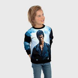 Свитшот детский Брюс Ли в дыму, цвет: 3D-черный — фото 2