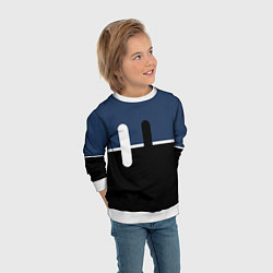 Свитшот детский Простая абстракция сине-чёрный с белым, цвет: 3D-белый — фото 2