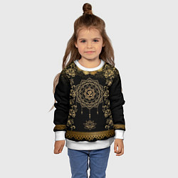 Свитшот детский Лотос мандала и символ Ом с золотыми узорами, цвет: 3D-белый — фото 2