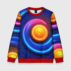 Свитшот детский Оранжевый круг и голубые линии текстура, цвет: 3D-красный