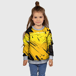 Свитшот детский Желтая краска на черном фоне, цвет: 3D-меланж — фото 2