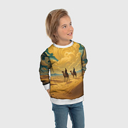 Свитшот детский В пустыне на верблюдах, цвет: 3D-белый — фото 2