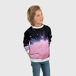 Свитшот детский Розовая текстура с лепестками, цвет: 3D-белый — фото 2