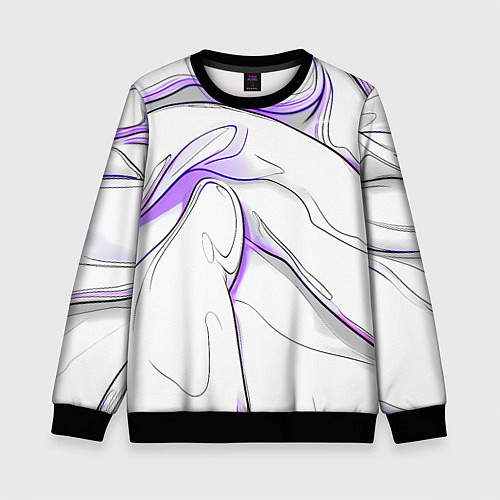Детский свитшот Черные и фиолетовые линии на белом / 3D-Черный – фото 1