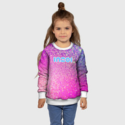 Свитшот детский Inzoi лого и розовые блестки, цвет: 3D-белый — фото 2