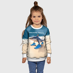 Свитшот детский Акула в кроссовках - брейнрот мем, цвет: 3D-белый — фото 2