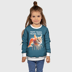 Свитшот детский Trippi troppi troppa trippa - brainrot cat meme, цвет: 3D-белый — фото 2