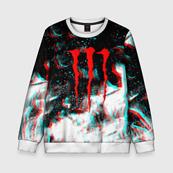 Свитшот детский Monster energy огонь глитч, цвет: 3D-белый