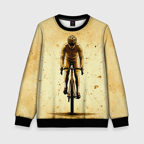 Детский свитшот Трековый велосипедист на бежевом / 3D-Черный – фото 1