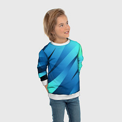 Свитшот детский Сине-голубой абстрактные полосы, цвет: 3D-белый — фото 2
