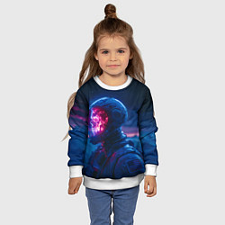 Свитшот детский Синий космонавт с красным черепом, цвет: 3D-белый — фото 2
