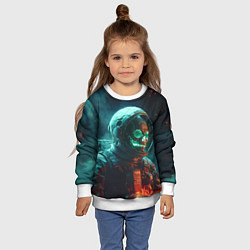 Свитшот детский Череп космонавта в скафандре, цвет: 3D-белый — фото 2