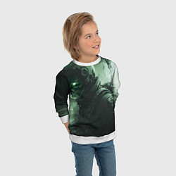 Свитшот детский Зеленый скелет космонавта, цвет: 3D-белый — фото 2