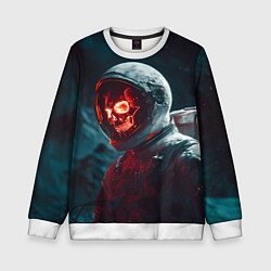 Свитшот детский Череп космонавта красного цвета, цвет: 3D-белый