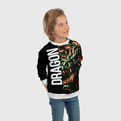 Свитшот детский Татуировка дракона ирезуми, цвет: 3D-белый — фото 2