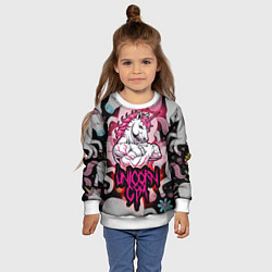 Свитшот детский Единорог gym, цвет: 3D-белый — фото 2