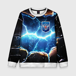 Детский свитшот Синие неоновые плиты и герб РФ