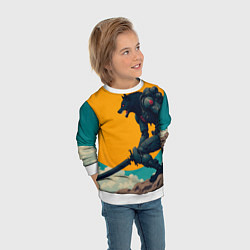 Свитшот детский Киберчеловек-волк, цвет: 3D-белый — фото 2