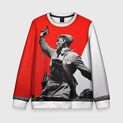 Свитшот детский Победа 9 мая командир, цвет: 3D-белый