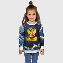 Свитшот детский Герб России в объемной стене, цвет: 3D-белый — фото 2