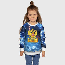 Свитшот детский Герб России и ледяной фон, цвет: 3D-белый — фото 2