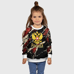 Свитшот детский Россия - черно-красный фон, цвет: 3D-белый — фото 2