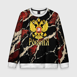 Свитшот детский Россия - черно-красный фон, цвет: 3D-белый